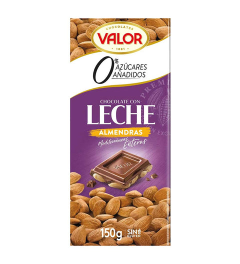 Valor Milchschokolade mit Mandeln (Ohne Zuckerzusatz) 150g