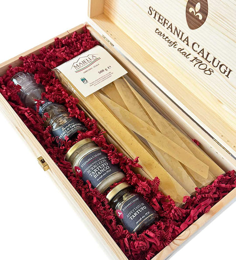 Calugi Trüffelkollektion (Geschenkbox aus Pinienholz)