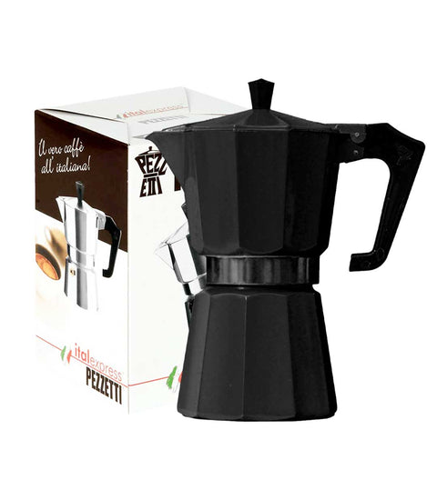 Pezzetti Espressokocher für 6 Tassen (schwarze oder violette Farbe)