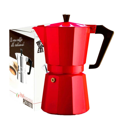Pezzetti Espressokocher für 9 Tassen (schwarze oder rot Farbe)