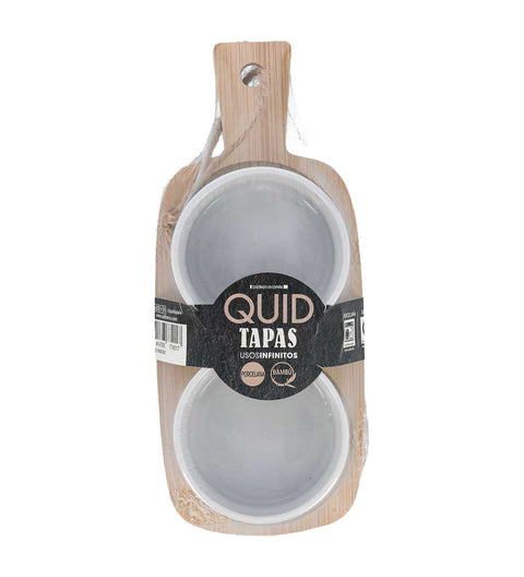 Quid Tapas Servierbrett mit 2 Keramikschalen