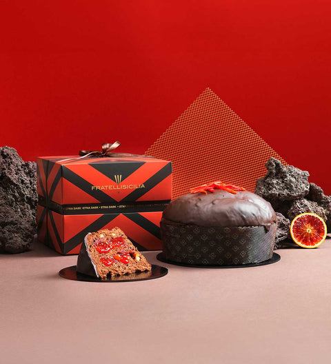 Sicilia Panettone Etna dunkler Schokolade mit Blutorangencreme 1100g